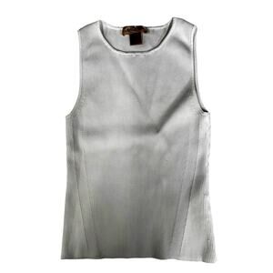 Bailey 44 Stretchy White Ribbed High Round Neck Tank Top
Size M